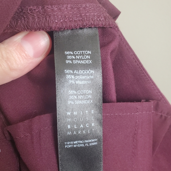 White House Black Market Slim Ankle Pant In Burgundy Maroon Size 0 - Picture 11 of 11